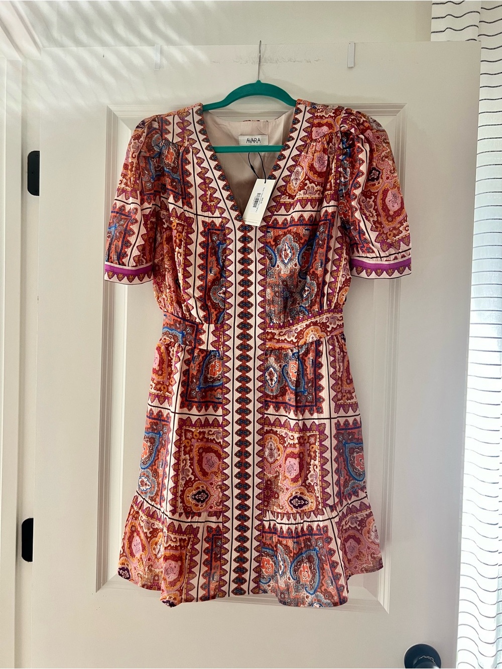 AVARA Paisley-Print V-Neck Dress